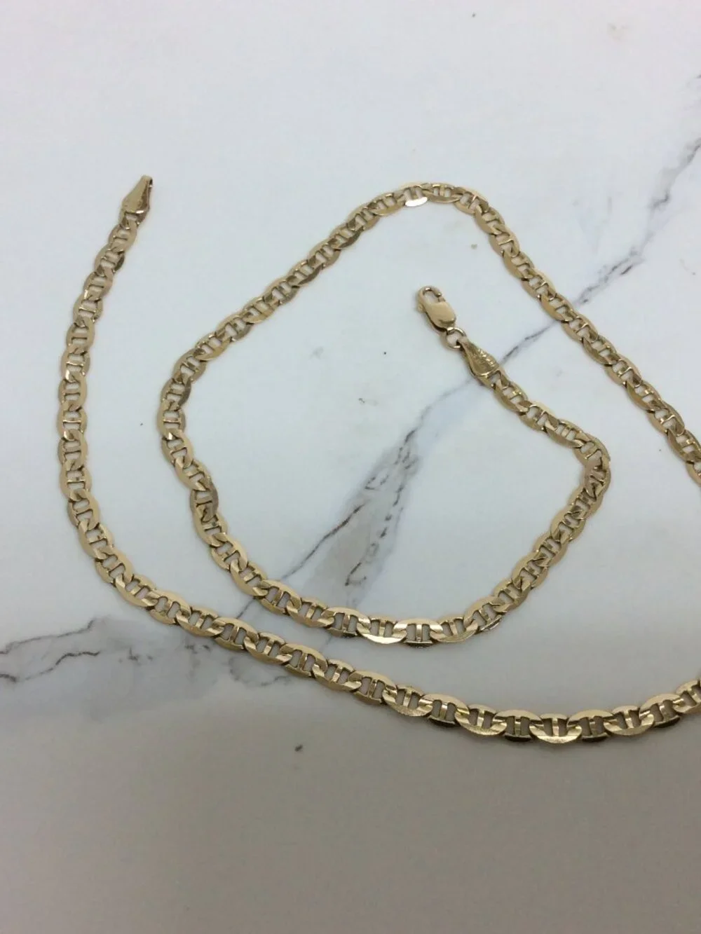 14k Yellow Real Solid Gold Mariner Anchor  Men/LADY Chain Necklace 19''  11gr